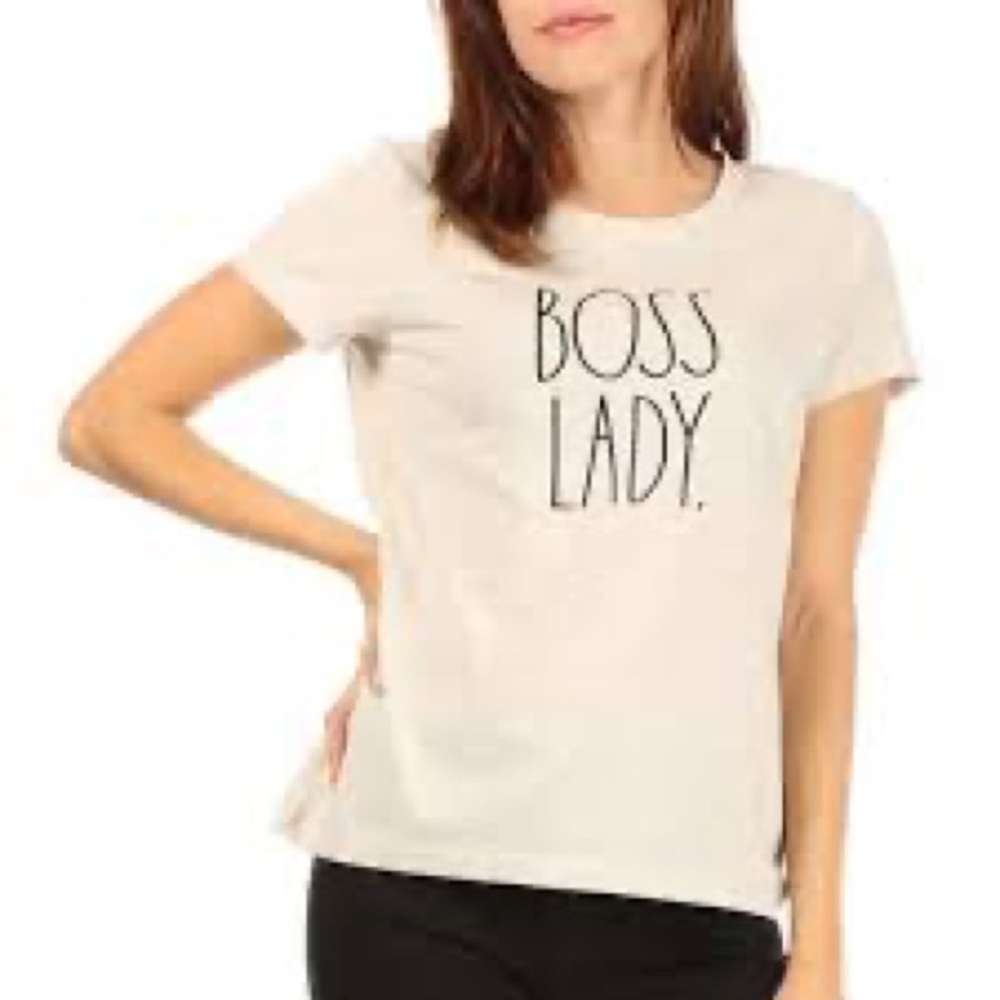 Rae Dunn Cream Fitted Short Sleeve Tee